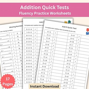 Addition Quick Tests Worksheets | Mental Maths Workbook for Kids | Addition Fluency | Printable Maths Activities (PDF) - Etsy