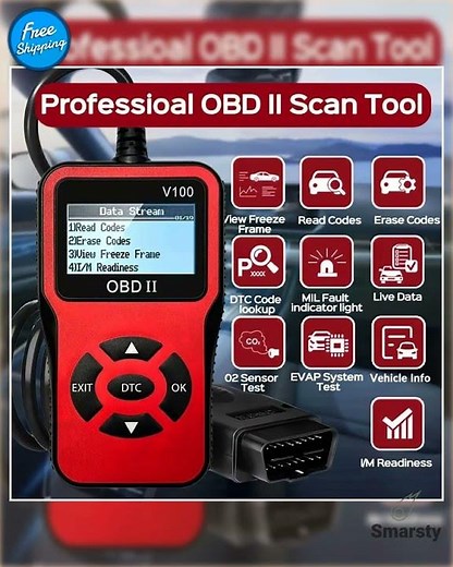 1pc V100 Professional OBD2 Scanner, Engine Fault Code Reader, Diagnostic Scan Tool for OBD II Pro...