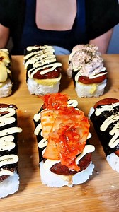 Spam Musubi Ingredients: 2 cups jasmine rice(add 3 cups of water) - season with mirin or vinegar, sesame oil & salt 5 eggs 1 can spam 3 tbsp. soy sauce 1 tbsp. sugar Roasted sesame seaweeds Optional toppings: Japanese mayo Tuna mayo Cheese Aonori flakes Hasbrown Seasame seeds Kimchi #fblifestyle #businessidea #spammusubi #food #foodie #PangNegosyo #mainecooks #foodblogger #fyp | Maine Cooks