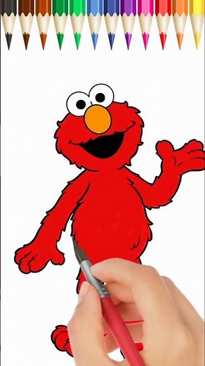 How to Draw Elmo from Sesame Street | Easy Elmo Drawing for Kids #coloring #shorts #drawing #kidsart
