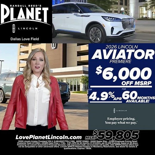 New 2026 Lincoln Aviator Premiere Special in Dallas, TX | Planet Lincoln Dallas | Lincoln Dealer