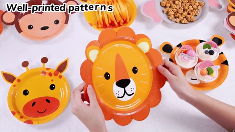 60 Count Jungle Safari Party Paper Plates Animal Shaped Disposable Plates Safari Theme Party Plates Safari Birthday Party Dinnerware Plates for Birthday Baby Shower Jungle Animal Theme Party Favors