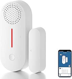 WiFi Door Window Sensor Alarm: WiFi Door Sensor with App Alerts, 120 dB Siren,Timed Arming and Disarming, Pool Alarm for Kids Safety, Window Sensor Compatible with Alexa Google Assistant (1pack)