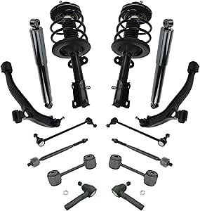 TRQ Front and Rear Steering & Suspension Kit Complete Strut & Coil Spring Assembly Control Arm with Ball Joint Shock Absorber Sway Bar Stabilizer Link Tie Rod Compatible with Chrysler Dodge