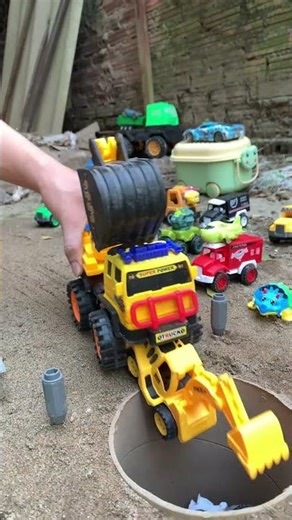 JCB Pushes All the Cars Into a Deep Hole and Gets Stuck #jcbjcb #shorts #jcbtoy #cars #jcbjcb