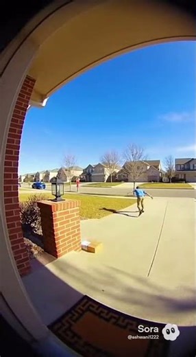 Delivery Guy Chases Runaway Package in the Wind 😂📦💨 (Caught on Ring Cam!)