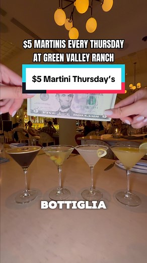 $5 martinis? Say less 🍸💅 📍 @Bottiglia Cucina Enoteca inside @GVR #VegasFoodie #VegasHiddenGems #martini