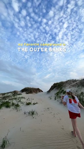 Oregon Inlet Campground, NC is simply the best! You can easily walk from your campsite to the beach 🙌 #obxnc #oceancamp #campingtrip #explorenc