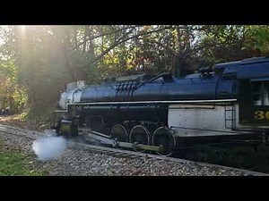 Larry Goldsby and his 7.5" gauge Live Steam C&O T-1 at Turkeyville on October 23, 2021