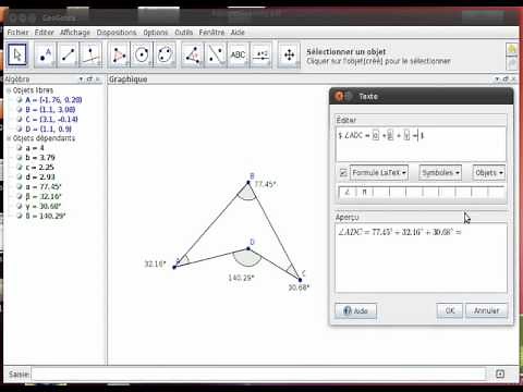 Insertion de texte dynamique - GeoGebra 4