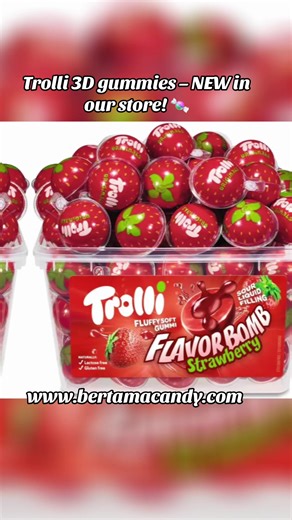 Trolli 3D gummies – NEW in our store! 🍬 Colourful round gummies with a bursting fruity centre inside. Sweet, sour and insanely tasty – a real hit with kids and adults! Try the new flavour bomb today! 👉www.bertamacandy.com #chelmsford #southend #sweetsuk #gummycandy #trolli