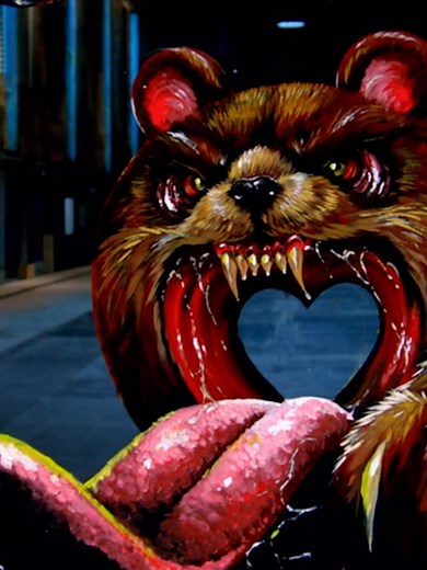 Two very different worlds 🌎🤯 #InkMaster #tattoo #mural #art #cute #horror