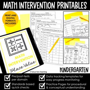 Math Intervention Kindergarten Binder Yearlong RTI Progress Monitoring Bundle