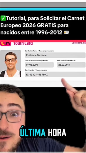 ✅Tutorial, para Solicitar el Carnet Europeo 2026 GRATIS para nacidos entre 1996-2012 🪪 #carnetjoven #ayudasparajovenes #descuentos | RaulBecas