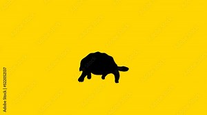 Walking turtle, animation on the yellow background (seamless loop)