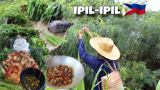 Cooking ipil-ipil tops for a family boodle fight