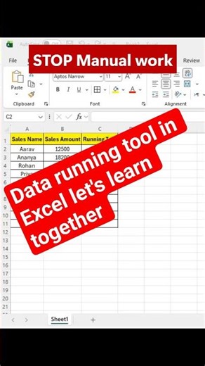 Excel | How to use data running | Total calculator | Data running #excel #microsoftoffice #shorts