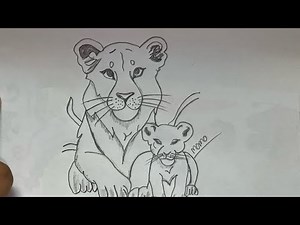 How to Draw a Lion and Cub | Easy Drawing for Kids and Beginners