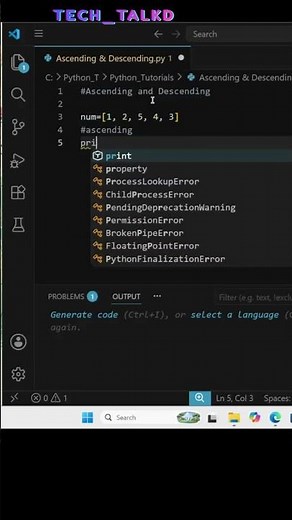 🐍 Python Hands-On #6 | Sort a List in Ascending & Descending Order