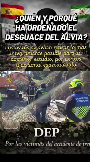 ¿¡PERO ESTO QUÉ ES!? Rubén Gisbert ¡Como en el propio lugar del accidente se ha ordenado, INCLUSO ANTES DE LA RETIRADA E INSPECCIÓN el DESGUACE del ALVIA! Para conocer lo que ha pasado y prevenirlo en el futuro es imperativo, la retirada de los restos lo más íntegramente posible para su estudio por parte de los peritos y profesionales pertinentes que han de examinar dichos restos y determinar las marcas y señales de los impactos para establecer la temporalidad y cronología del suceso. ESTO ES UN