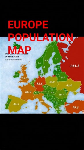 Europe Population Map | Geography in One Minute#EuropePopulation#EuropeMap#PopulationMap#mapchart