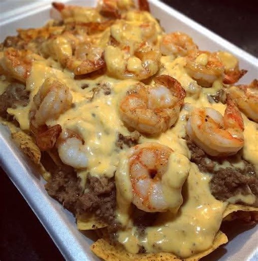 Shrimp & Beef Nachos Recipes Ingredients 1 bag tortilla chips 1 lb...