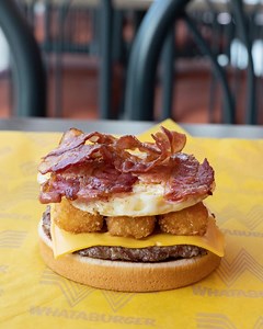 Which layer is your favorite? The Breakfast Burger is available from 11pm – 11am! | Whataburger