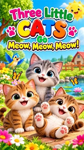 Three Little Cats Go Meow, Meow, Meow! | Cute Cat Song for Kids