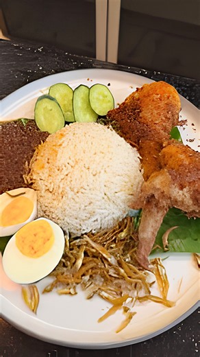Nasi lemak traditional Malaysian favorite dish