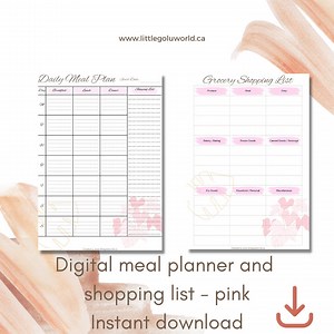 Meal Planner Printable/fillable | PDF Daily Food Diary | Meal Tracker/journal | Menu Prep | Grocery Shopping List | Diet, Fitness, Health - Etsy Canada