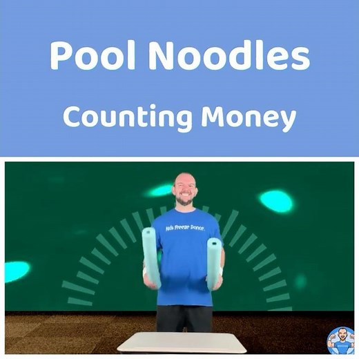 Pool Noodles brain break where we freeze to practice counting money