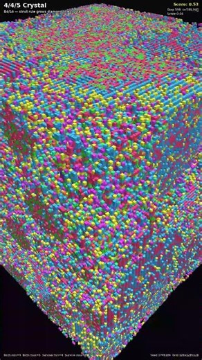 4/4/5 Crystal — 3D Cellular Automata #Shorts