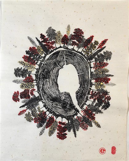 Japanese Gyotaku Tree Ring Print, Linocut Nature Art on Rice Paper - Etsy Australia