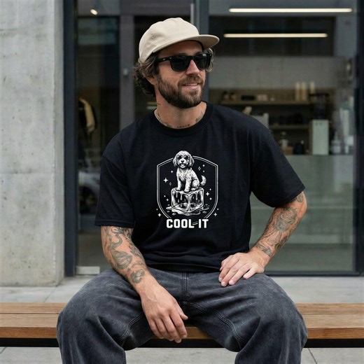 Cockapoo 'cool It' Puppy Dog on Ice Unisex T, Dog Graphic T-shirt, Retro Badge Design, Distressed Vintage, Gift for Moms, Dads & Dog Lovers - Etsy