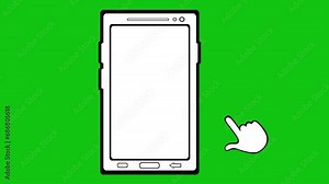 video drawing animation cartoon hand pressing virtual numeric keyboard buttons smartphone access and security system, drawn in black and white color. On a green chroma key background