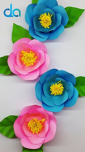 Paper Flower Camellia Making with Template - DIY Paper Flowers for Wall Decorations #flowers #craft #decor | DIY Crafts & Art