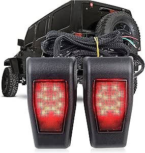 LED 3rd Brake Lights Tailgate Rear Lamp for Jeep Wrangler JK JKU 07-17 2 pcs (Red)
