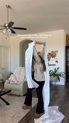 sejal 🌺 | your sign to diy a giant bow for your christmas tree this year! 🎄🎀 What You Need • 7 yards of white satin fabric • Buckram fabric for... | Instagram