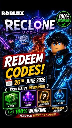 Roblox Reclone Codes | Reclone Redeem Codes #reclone