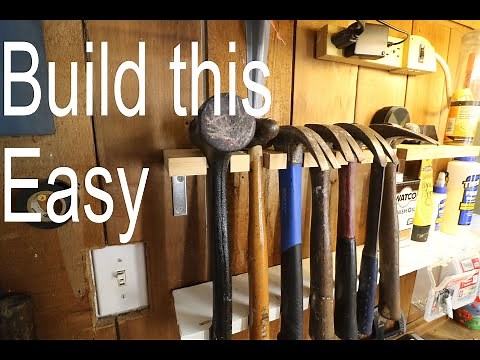 Easy wood project, hammer storage from scrap wood, by Coffee and Tools episode 196
