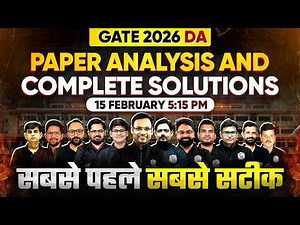 GATE DA Paper Analysis 2026 | GATE DA Paper Solution & Exam Analysis 2026 | 15 FEB 2026