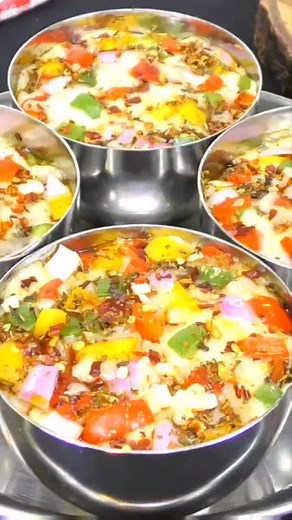 NO OVEN 15 Mins Healthy and Tasty Katori Pizza Recipe. Watch Full Video on my YouTube channel @cookwithparul Instructions: 1. Take any veggies and chop them. 2.Take 1cup purpose flour. 3.Add 1tbs salt, 1/4 Baking powder and mix well. 4.Add 1/2 cup curd , 2tbsp oil and water in batches & prepare dough 5. Pre - heat kadhai for 10mins 6.Grease the bowls ,add 3tbsp batter and spread pizza sauce on it, spread the pizza cheese, spread chopped veggies, sprinkle red chilli flakes & pizza seasoning, spri