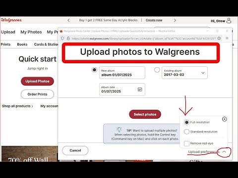 Walgreen's Photo Order - How to upload Full Resolution as well as cropping to an 8x10