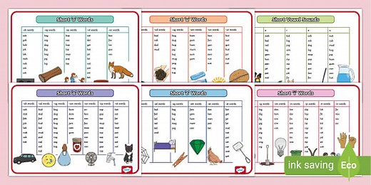 Short Vowel Posters and Word Mat