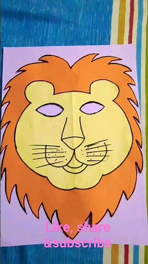 how to make lion face mask with paper#easy to make#🙂