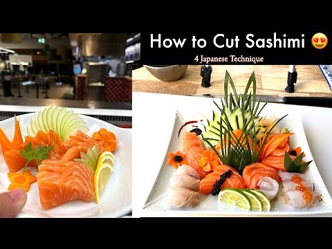 4 Japanese Sashimi Cutting Technique II Step by Step How to Cut Sashimi with Sushi Man Santosh