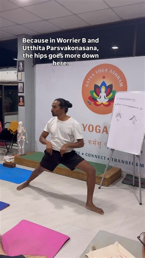 ACHARYA SATYA | सत्या ~ Yoga Teacher on Instagram: "Many of us want to create an easier flow Hatha yoga asana, but most struggle is to find the right asanas and movement and a good transition to moving from one pose to another without breaking the breath and movement. During our 300hr Advanced Hatha Yoga Teacher training course in Rishikesh, I am demonstrating and telling students how they feel in two different asanas (Veera Bhadrasana B or Utthitha Parsavokonasana) to transit into Ardha Chandra
