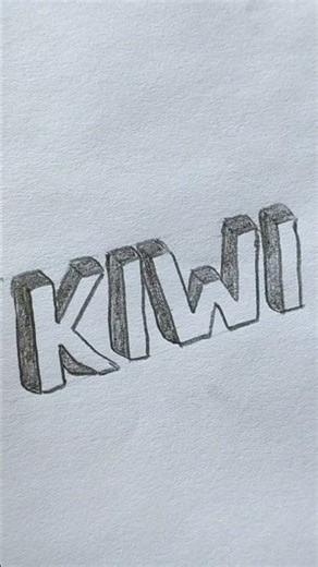 Easy 3D Text Drawing | KIWI | Pencil 3d Text Drawing | #3d #3dart #3dletterdrawing #3dtext