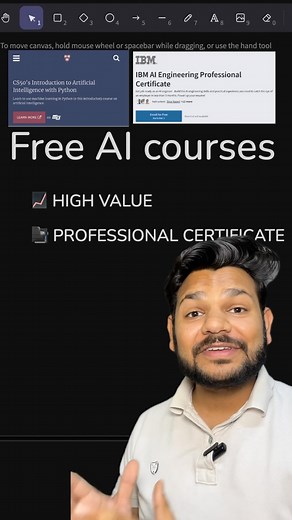 Vibhu Mishra on Instagram: "Harvard University and IBM both are providing free courses, Harvard has offered introduction to AI with python on the other hand IBM is offering Its AI engineering professional certificate that too for free so make sure to grab this opportunity I have mentioned both the courses in my broadcast channel [ free course, artificial intelligence, ai, python, Dsa, student, placement, career ] #freecourses #ai #harvard #python #certification #career #placement #student"