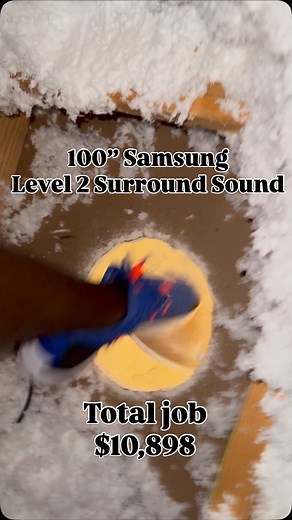 57K views · 2.5K reactions | This client went with the 100” Samsung with the level 2 audio package! Here’s the entire project Took 4 hours The video took 6 hours 﫠 #fyp #tv #tvmounting #speakers #explore #homeimprovement #subscribe #tech #tutorial #install #trending #page #foryou #explorepage #follow #howto #goat #reels #viral #work #marketing #contentcreator #satisfying #love #beautiful #happy #audio #video #edits #fypシ | Xpress TV Mounting | Facebook